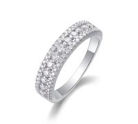 Whoiy Anillo de oro para mujer, anillos de boda de oro real con moissanite, anillos de boda, oro blanco, media eternidad, anillo de aniversario para mujeres, 53 (16.9), Metal precioso Piedra preciosa