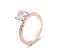 Whoiy Anillo de oro rosa para mujer 375, anillos de compromiso de oro auténtico de 9 quilates, anillos de boda solitarios grabados con Moissanite 3ct D Color VVS1 para mujeres, talla 58 (18,5)