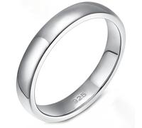 Whoiy Anillo de plata 925 con grabado para parejas, anillo de compromiso simple de 2 mm, pulido de bisutería, talla 49 - 69, 65 (20.7), Plata de ley, Sin piedra preciosa