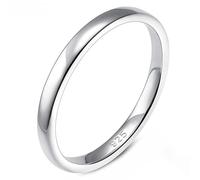 Whoiy Anillo de plata 925 con grabado para parejas, anillo de compromiso simple de 2 mm, pulido de bisutería, talla 49 - 69, 52 (16.6), Plata de ley, Sin piedra preciosa