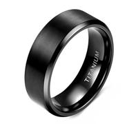 Whoiy Anillo de titanio cepillado para hombre, grabable, 8 mm, color negro, anillo de compromiso y boda, para él, talla 1/2 a Z+1, Z, Titanio, Sin piedra preciosa