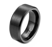Whoiy Anillo grabado para parejas, anillos de compromiso de tungsteno, 2 mm, 4 mm, 6 mm, 8 mm, cepillado, anillos de boda, sencillos anillos de moda, anillos para parejas, color negro, talla 47-75, 52