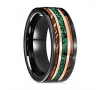 Whoiy Anillo para hombre grabado negro, anillos de compromiso, carburo de tungsteno, madera, 8 mm, bisutería para hombre, talla 52 - 75, 62 (19.7), Carburo de tungsteno, Sin piedra preciosa
