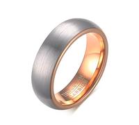 Whoiy Anillo para hombre negro/oro rosa con grabado, anillos de boda sencillos de 6 mm de ancho, de carburo de tungsteno, anillo de boda, anillo de boda cepillado sin piedra, talla 54-70, 14, Metal no