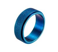 Whoiy Anillo para hombre plateado/negro/azul con grabado, anillo de boda Spinner arenado 8 mm ancho acero inoxidable anillos de boda anillo de boda sin piedra anillo para hombre talla 52-67, 52 (16.6