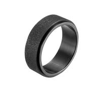Whoiy Anillo para hombre plateado/negro/azul con grabado, anillo de boda Spinner arenado 8 mm ancho acero inoxidable anillos de boda anillo de boda sin piedra anillo para hombre talla 52-67, 52 (16.6