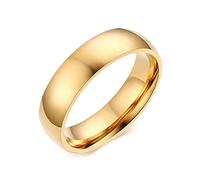 Whoiy Anillo para mujer dorado con grabado, banda simple, 2 mm de ancho, acero inoxidable, anillo de boda, anillo de boda, pulido, sin piedra, talla 47-70, 49 (15.6), Metal no precioso, Sin piedras