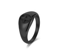 Whoiy Anillos de acero inoxidable para hombre, 11 mm, anillo de boda, cruz, plata/negro/oro, alianzas de boda con grabado, anillo de sellado, bisutería para hombre, talla 52-67, 60 (19.1), Acero