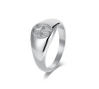 Whoiy Anillos de acero inoxidable para hombre, 11 mm, anillo de boda, cruz, plata/negro/oro, alianzas de boda con grabado, anillo de sellado, bisutería para hombre, talla 52-67, 57 (18.1), Acero