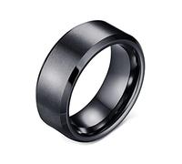 Whoiy Anillos de banda para hombre, 8 mm de ancho, anillo de tungsteno, plata/negro/dorado, sencillo, sin piedra, anillos de boda, mate, personalizado, grabado personalizado, anillo de compromiso