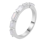 Whoiy Anillos de boda 375/585/750 de oro blanco auténtico, para mujer con moissanite, media eternidad, anillo de compromiso, de oro real de 9 K/14 K/18 K, con grabado para mujeres, 14, Metal precioso