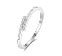 Whoiy Anillos de boda de oro auténtico con diamantes, anillos de boda de oro blanco, delicado anillo de compromiso, para mujer, 20, Metal precioso Piedra preciosa, Diamante
