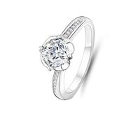 Whoiy Anillos de boda de oro blanco moissanite 1ct, anillo de compromiso, oro auténtico, solitario para mujer, anillos de banda de oro, 16, Metal precioso Piedra preciosa, Moissanita