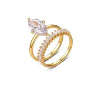 Whoiy Anillos de boda de oro blanco Moissanite 3ct, anillo de compromiso de oro auténtico, 2 unidades, alianzas para mujer, oro, anillo apilable, 16, Metal precioso Piedra preciosa, Moissanita
