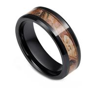 Whoiy Anillos de boda negro con grabado, alianza de boda de cerámica 8 mm, anillo de madera, anillo de hombre, borde biselado, bisutería para hombre, anillos de moda, tallas 52-70, 62 (19.7), Cerámica