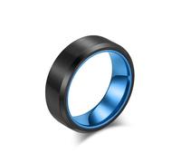 Whoiy Anillos de boda negros con grabado, alianza de boda de acero inoxidable 8 mm, sencillos anillos para hombre, cepillados, bisutería para hombre, tamaño 52-70, 54 (17.2), Acero inoxidable, Sin