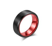 Whoiy Anillos de boda negros con grabado, alianza de boda de acero inoxidable 8 mm, sencillos anillos para hombre, cepillados, bisutería para hombre, tamaño 52-70, 57 (18.1), Acero inoxidable, Sin