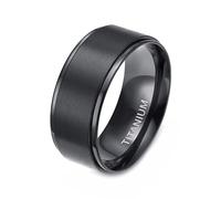Whoiy Anillos de boda negros con grabado, anillo de banda de titanio 4 mm/6 mm/8 mm/10 mm cepillado, anillos de pareja simples y sencillos de bisutería para parejas, tallas 47-75, 66 (21.0), Titanio