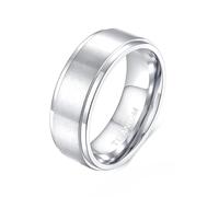 Whoiy Anillos de boda negros con grabado, anillo de banda de titanio 4 mm/6 mm/8 mm/10 mm cepillado, anillos de pareja simples y sencillos de bisutería para parejas, tallas 47-75, 47 (15.0), Titanio