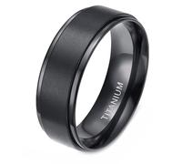 Whoiy Anillos de boda negros con grabado, anillo de banda de titanio 4 mm/6 mm/8 mm/10 mm cepillado, anillos de pareja simples y sencillos de bisutería para parejas, tallas 47-75