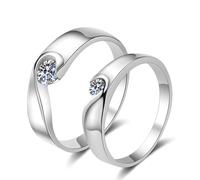 Whoiy Anillos de boda oro blanco 585/750, anillos de oro real con diamante de laboratorio rompecabezas de 0,1 quilates compromiso corazón para mujeres, D, VVS1-VVS2, Metal, diamante cultivado en