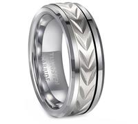 Whoiy Anillos de boda para hombre, 8 mm, plata, anillos de boda, tungsteno, grabado, anillo giratorio para hombre, anillo cepillado, bisutería para hombre, tamaño 52-70, 66 (21.0), Tungsteno, Sin