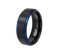 Whoiy Anillos de boda para hombre, negro, 6 mm/8 mm, anillo de boda, carburo de tungsteno con grabado, joya de moda, anillo para hombre, sin piedra, talla 52-70, 69 (22.0), Tungsteno, Sin piedra