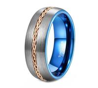 Whoiy Anillos de boda para hombre, negro, 8 mm, alianzas de carburo de tungsteno con grabado cepillado, bisutería para hombre, bicolor sin piedra, talla 54-70, 60 (19.1), Carburo de tungsteno, Sin