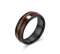 Whoiy Anillos de boda plateado/negro/oro rosa con grabado, alianza de tungsteno 6 mm/8 mm, madera, anillo para hombre, cúpula, bisutería para hombre, anillos talla 52-67, 62 (19.7), Carburo de
