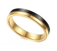 Whoiy Anillos de carburo de tungsteno para mujer, anillo de boda negro y oro con grabado, 4 mm, anillos de boda bicolor de bisutería para mujer, anillo cepillado, talla 47-67, 58 (18.5), Carburo de