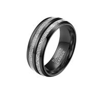 Whoiy Anillos de compromiso de 6 mm/8 mm de ancho con grabado, anillo para hombre, carburo de tungsteno, meteoritos, marquetería, alianzas de boda, plata/negro/oro rosa, bisutería para hombre, talla