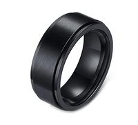Whoiy Anillos de compromiso de acero inoxidable con grabado, anillos para hombre, giratorios sencillos, alianzas de boda, alianzas plateada/negro/oro, 8 mm de ancho, mate, joyería de moda, anillos