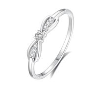 Whoiy Anillos de compromiso de oro, oro blanco, anillos de boda infinitos de oro real con diamante para mujer, 51 (16.2), Metal precioso Piedra preciosa, Diamante