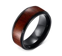 Whoiy Anillos de compromiso de tungsteno con grabado, anillos de madera para hombre, alianzas de boda, alianzas de boda, alianzas de boda negro, 8 mm de ancho, bisutería para hombre, talla 54-67, 62