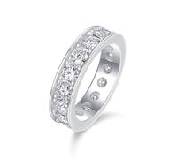 Whoiy Anillos de compromiso, oro, oro blanco, anillo de boda eternidad, anillo de boda con moissanite para mujer, 63 (20.1), Metal precioso Piedra preciosa, Moissanita