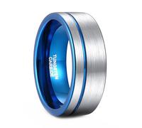 Whoiy Anillos de compromiso para hombre, plata/negro, 8 mm, carburo de tungsteno, grabado, joyería de moda, anillo para hombre, talla 54-70, 56 (17.8), Carburo de tungsteno, Sin piedra preciosa