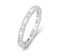 Whoiy Anillos de compromiso para mujer de oro blanco, oro real eternidad con moissanite, anillo de boda de oro para mujer, 20, Metal precioso Piedra preciosa, Moissanita