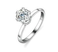 Whoiy Anillos de compromiso para mujer de oro blanco, solitario de oro real con moissanite de 1 ct, alianzas de oro para mujeres, 51 (16.2), Metal precioso Piedra preciosa, Moissanita