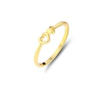 Whoiy Anillos de compromiso para mujer, oro, oro amarillo, corazón, sin piedra, anillo de banda de oro real, 65 (20.7), Metal precioso Piedra preciosa, Sin piedras preciosas
