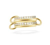 Whoiy Anillos de compromiso para mujer, oro y plata, anillos de boda de acero inoxidable grabados apilables con circonitas, anillo para mujer, anillo eterno de bisutería para mujer, tamaño 52-60, 52