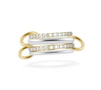 Whoiy Anillos de compromiso para mujer, oro y plata, anillos de boda de acero inoxidable grabados apilables con circonitas, anillo para mujer, anillo eterno de bisutería para mujer, tamaño 52-60, 54