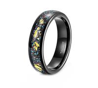 Whoiy Anillos de compromiso para parejas, 4 mm/6 mm, color negro, alianzas de carburo de tungsteno, grabado, cúpula, anillos de pareja, inserto de lámina dorada, bisutería para parejas, talla 54-70