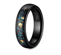 Whoiy Anillos de compromiso para parejas, 4 mm/6 mm, color negro, alianzas de carburo de tungsteno, grabado, cúpula, anillos de pareja, inserto de lámina dorada, bisutería para parejas, talla 54-70