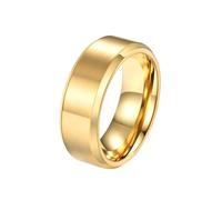 Whoiy Anillos de fantasía para hombre, sencillos, 8 mm de ancho, anillos de boda de acero inoxidable sin piedra, anillos de compromiso multicolor mate para hombres, anillos de boda con grabado