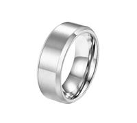 Whoiy Anillos de fantasía para hombre, sencillos, 8 mm de ancho, anillos de boda de acero inoxidable sin piedra, anillos de compromiso multicolor mate para hombres, anillos de boda con grabado