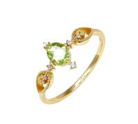 Whoiy Anillos de mujer de oro amarillo con peridoto, anillos de boda delicados, oro real de 0,35 ct, anillos de compromiso peridoto para mujeres, 48 (15.3), Metal precioso Piedra preciosa, Peridoto