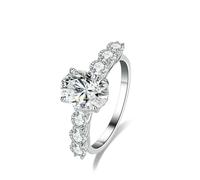 Whoiy Anillos de mujer de oro blanco con moissanite, anillos de boda elegantes de oro real de 2 quilates Moissanite anillos de compromiso para mujer, 49 (15.6), Metal precioso Piedra preciosa