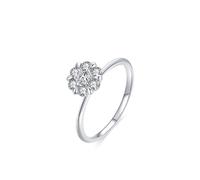 Whoiy Anillos de mujer de oro blanco con moissanite, anillos de boda halo de oro real de 0,5 ct Moissanite anillos de compromiso para mujeres, 51 (16.2), Metal precioso Piedra preciosa, Moissanita