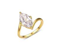 Whoiy Anillos de oro blanco, anillo de compromiso, oro real, marquesa con moissanite, alianza de boda solitaria de oro de 3 quilates para mujer, 65 (20.7), Metal precioso Piedra preciosa, Moissanita