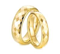 Whoiy Anillos de oro de moda, 4 mm/6 mm, alianzas de tungsteno pulido, precio de par, anillo de compromiso con grabado personalizado para él y ella, Damen 57 (18.1) & Herren 65 (20.7), Metal no